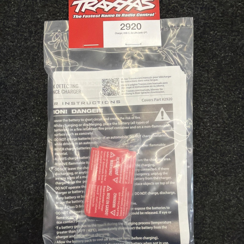 Traxxas TRA2920 USB-C 2S Lipo Charger with ID Connector Battery