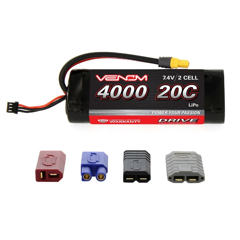 Venom 20C 2S 4000mAh RC 7.4V LiPo Battery Tamiya Deans EC3 Traxxas ROAR Pack