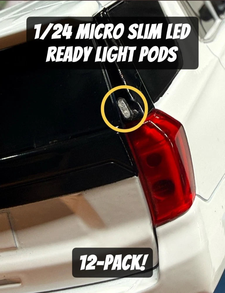 1/24 1/18 LED READY SLIM MICRO SINGLE LIGHT PODS POLICE MODEL CAR 12 PACK