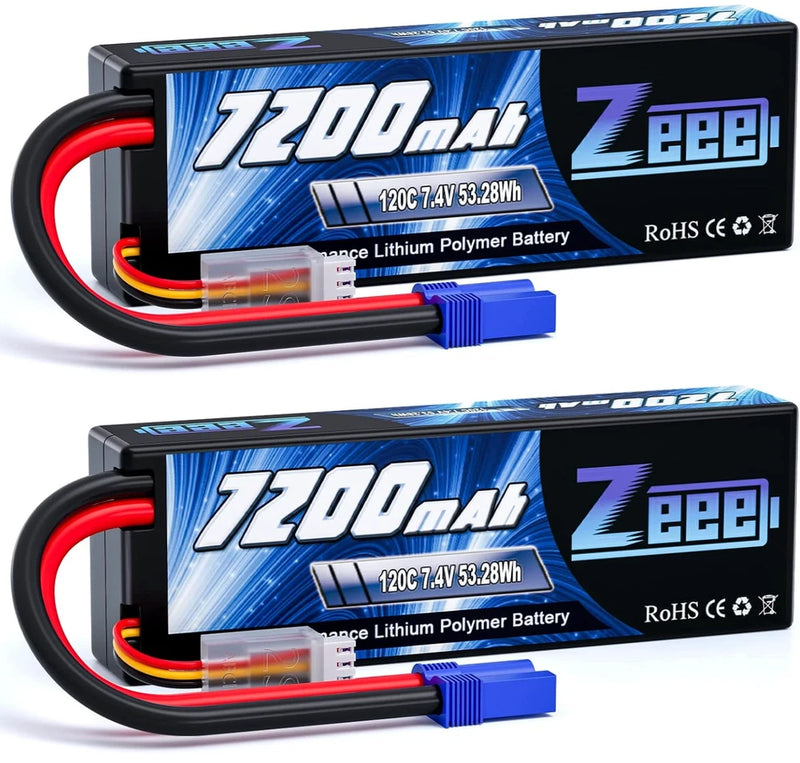 2x Zeee 2S Lipo Battery 7200mAh 7.4V 120C EC5 for RC Car Truck Tank Helicopter Battery