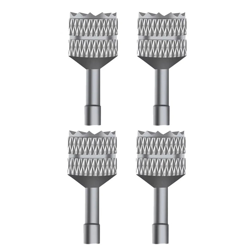 Set of four gray textured joystick thumb caps with stems