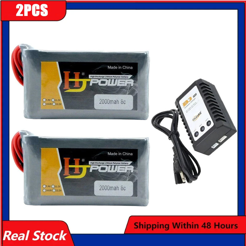 Lipo Battery 7.4V 2000MAH 8C JST Plug for Jumper T16 T12 T18 RC Radio Transmitte Battery