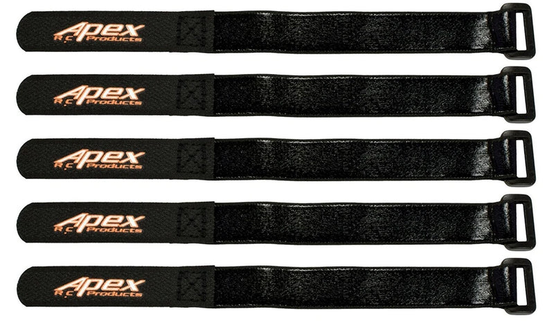 Apex RC Products 16mm X 200mm HD Rubberized Battery Straps - 5 Pack #3020 Battery