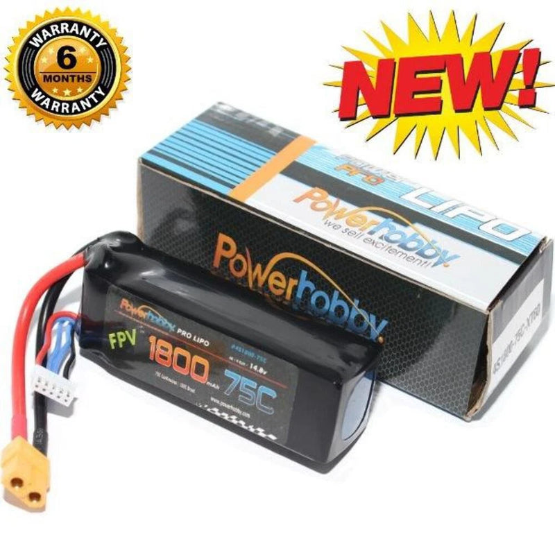 1800mAh 4S 14.8V 75C LiPo Battery XT60 Plug Powerhobby PHB4S180075XT60 Battery