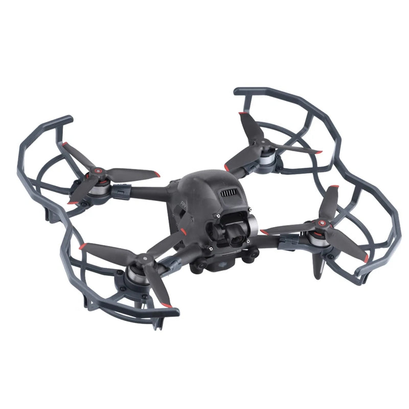 FPV drone propeller guard cage with four curved arms around the motors