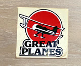 Vintage airplane decal sticker with red circle, black plane graphic, and GREAT PLANES text