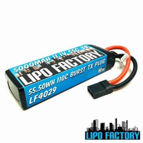 Trinity Lipo Factory 3S 11.1v 5000mah 55C Lipo Pack with TX Plug Traxxas LF4029