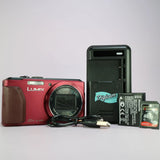 Panasonic Digital Camera Lumix DMC-TZ40 18.1MP Red Tested Full Working Set