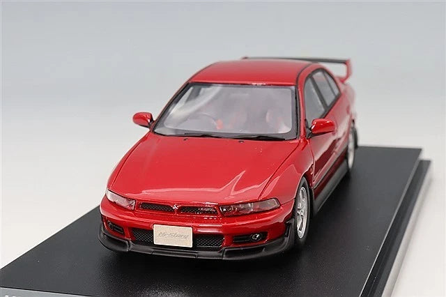 Red die-cast model car of Mitsubishi Galant VR-4, front view, 1:43