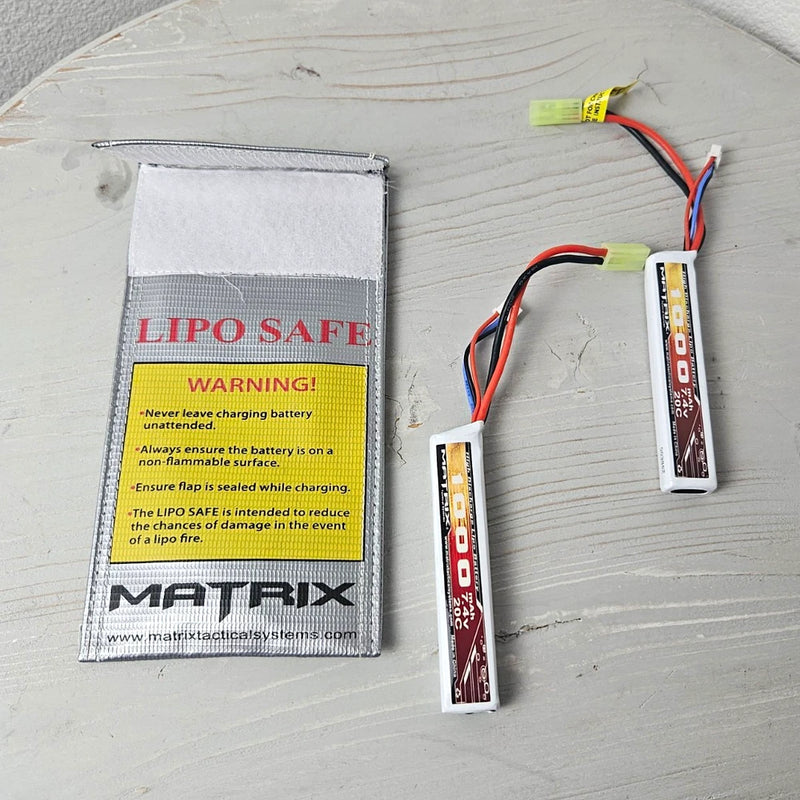 Matrix 7.4V 2S 1000mAh 20C LiPo Batteries Lot w/ LiPo Safe Bag Battery