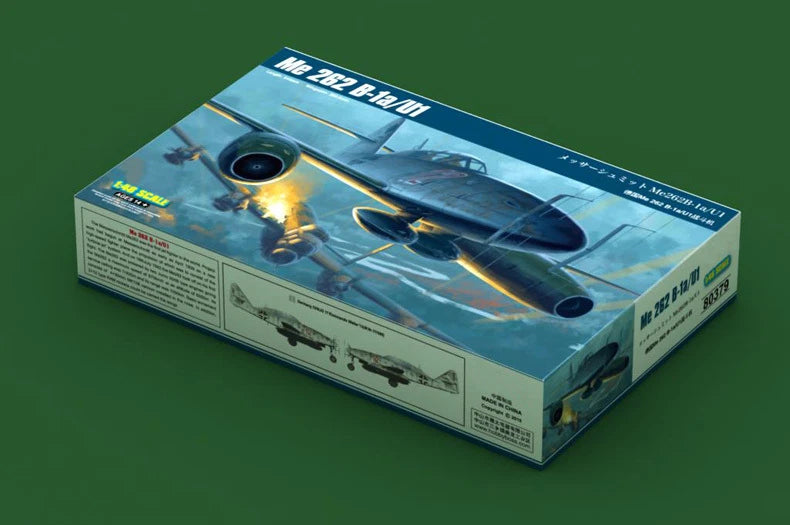 1/48 scale aircraft model kit box with Me262B-1a/U1 artwork and cockpit detail