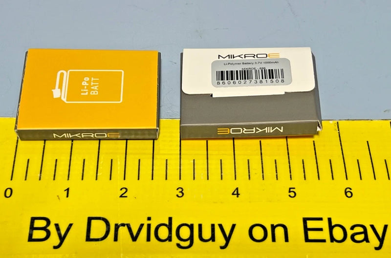Lot of 2 Mikroe Li-Polymer Batteries; 3.7V 1000mAh Battery