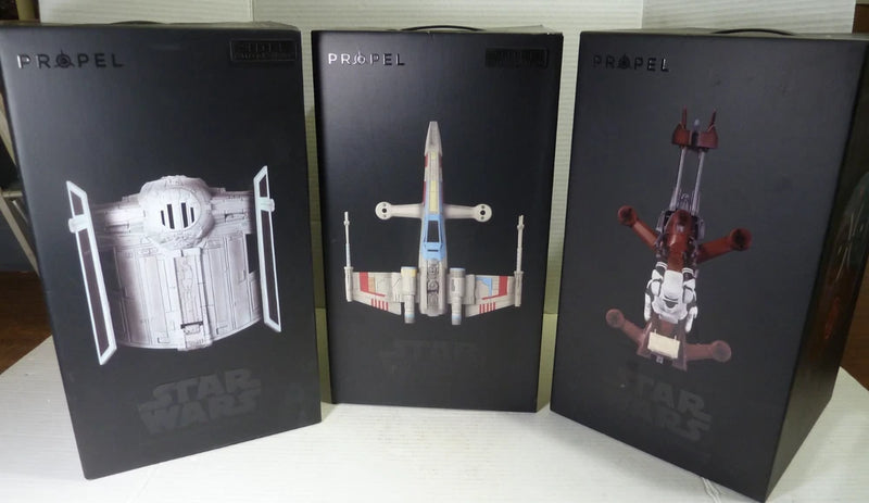 Propel Star Wars collectible drone boxed set, three black boxes with drone artwork