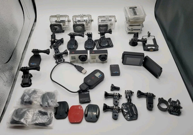 Pre-Owned GoPro HERO 3 Bundle w 2 Cameras, 3 Batteries, 1 Remote & Accessories