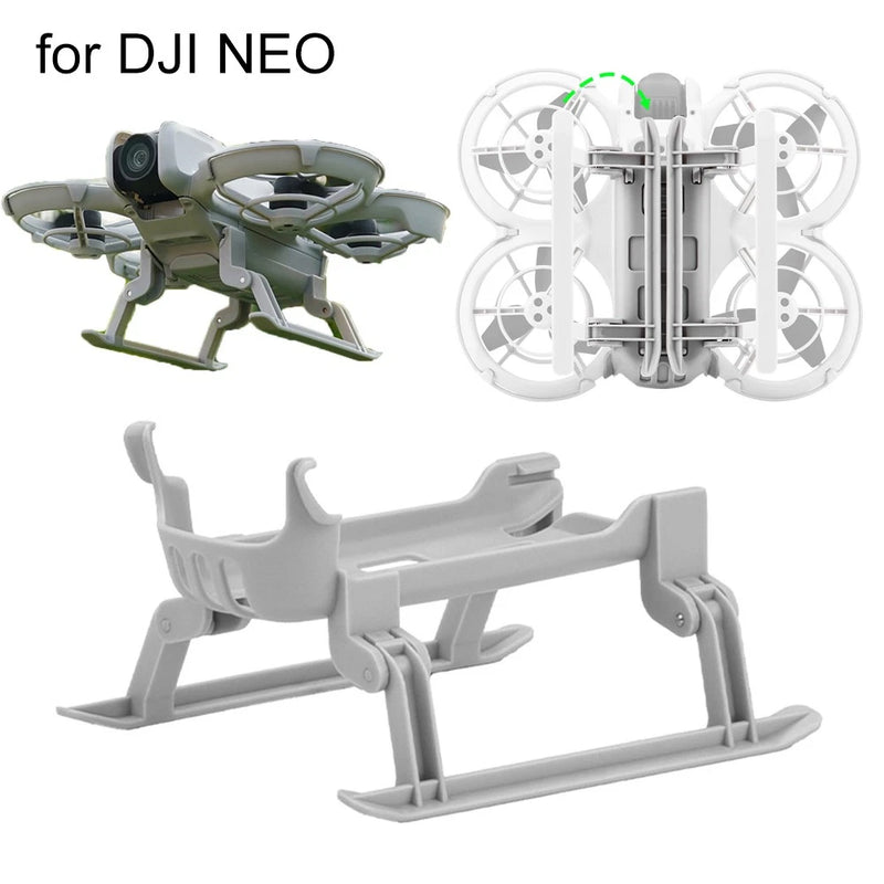 Folding landing gear kickstand stand with quick-release base, gray and white