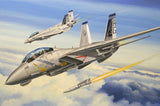 1:72 military jet model kit of gray F-14B Tomcat aircraft with missiles