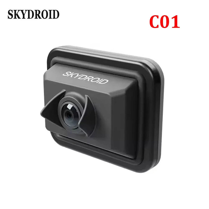 SKYDROID C01 black FPV camera module with wide-angle lens, front view