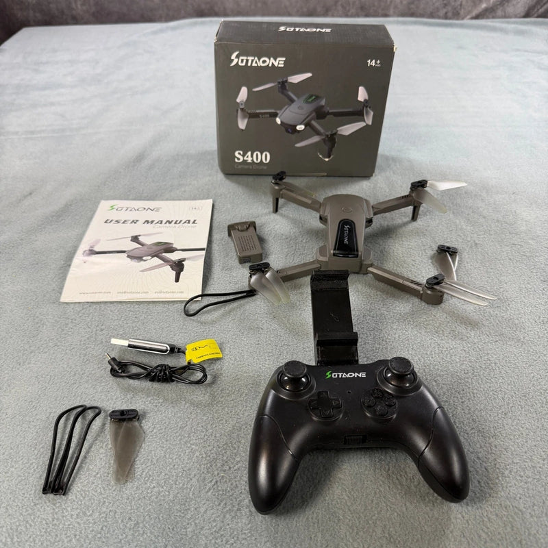 Sutaone S400 Camera Drone Foldable Quadcopter Grey with Remote and Accessories