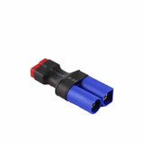 Deans T plug to EC3 male LiPo battery adaptor, black and blue connectors with red tab