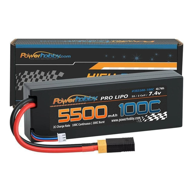 2S 7.4V 5500mAh 100C XT60 Lipo Battery + Adapter Powerhobby PHB2S5500100XT60 Battery