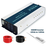 WZRELB 5000W 24VDC to 120VAC Pure Sine Wave Power Inverter RV car remote solar