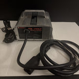 Yamaha 48-volt battery charger with 3-pin plug and attached black power cord