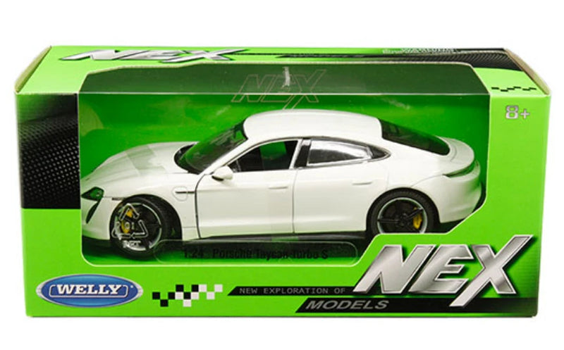 1/24 Welly Porsche Taycan Turbo S White Diecast Car Model 24107W-WH