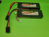 2-pack 2S 7.4V 5200mAh 50C LiPo batteries with wire connectors