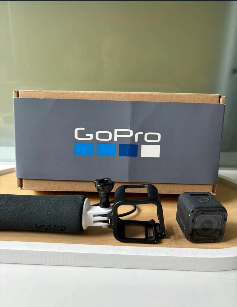 GoPro HERO5 Session action camera kit with camera, mounts, and protective case