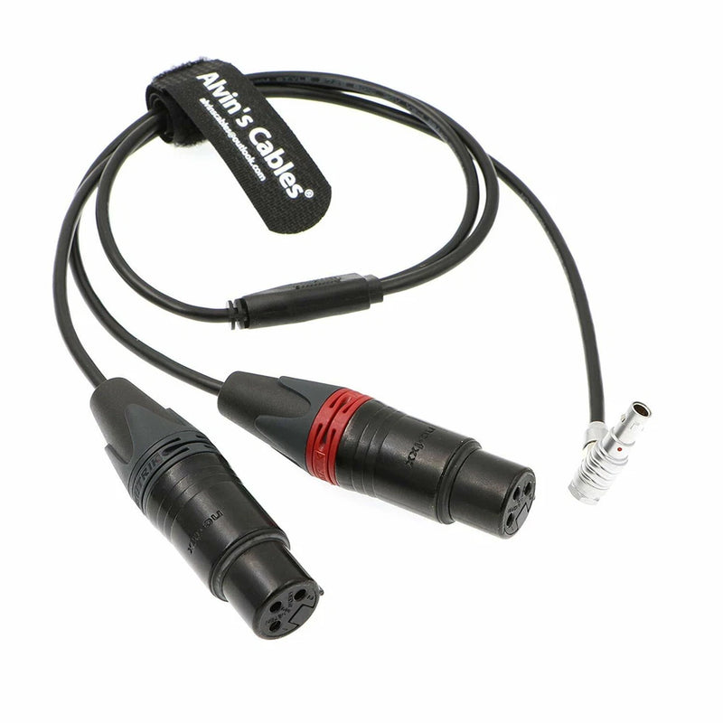 Audio Input Cable Two XLR 3 Pin Female to 5 Pin Right Angle for Arri Alexa Mini