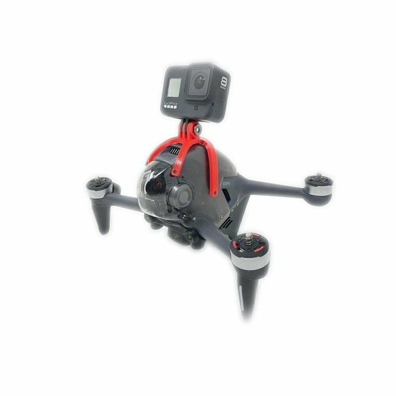 Action sports camera mount bracket holder with red TPU frame and black hardware