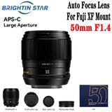 Brightin Star AF 50mm F1.4 Auto Focus APS-C Portrait Fixed Lens for Fuji X Mount