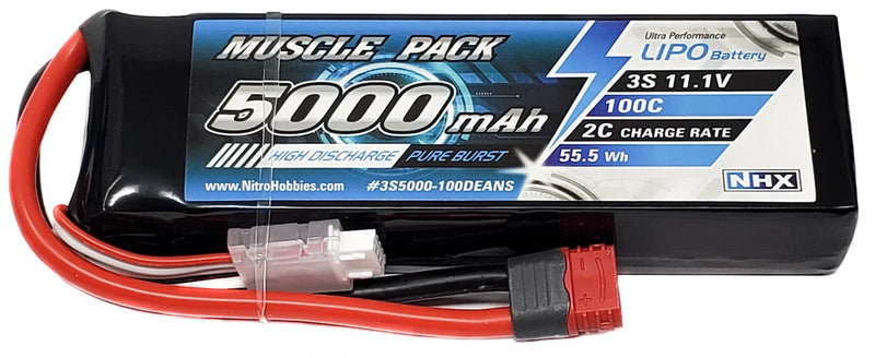 NHX Muscle Pack 3S 11.1V 5000mAh 100C Lipo Battery w/ DEANS Connector Battery