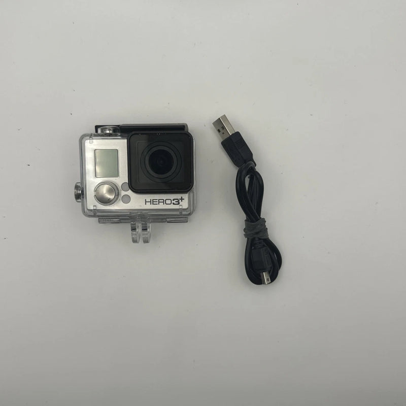 GoPro HERO3+ action cam in clear case with USB cable