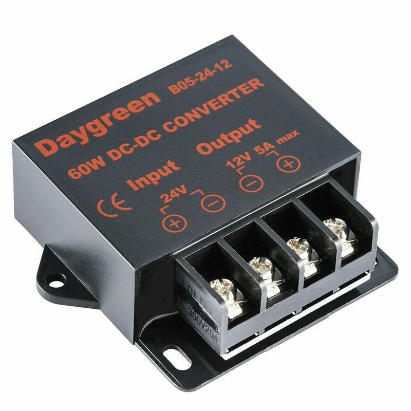 Daygreen 60W DC-DC step-down converter module with 24V input and 12V 5A output terminals