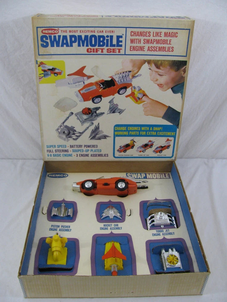 Vintage 1967 Remco Swapmobile Battery Operated Model Car #7070 VG Battery