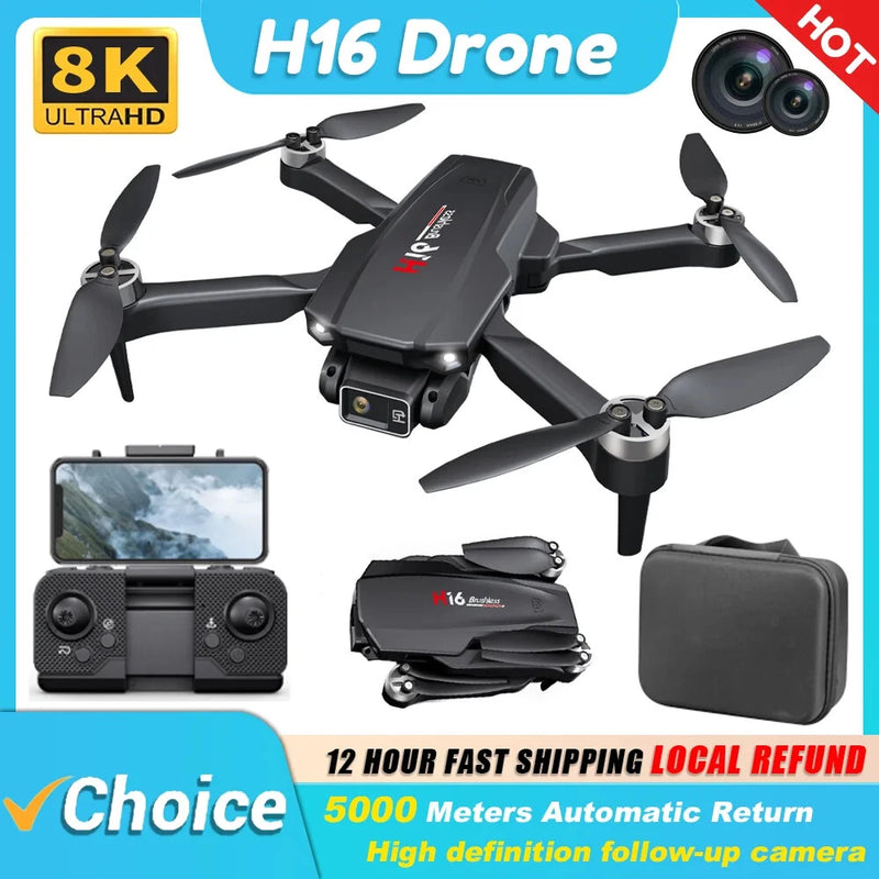 Dual-camera GPS drone with quadrotor, controller, and carrying case