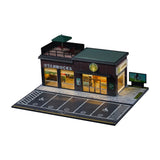 1/64 Diorama Car Garage Model City Street Coffee Shop Scene Model Xmas gifts