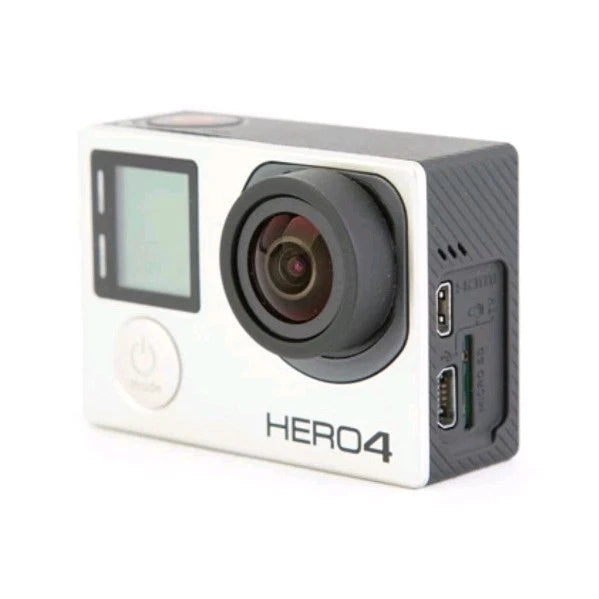 GoPro HERO4 action camera with front touchscreen and dual-tone silver and black body