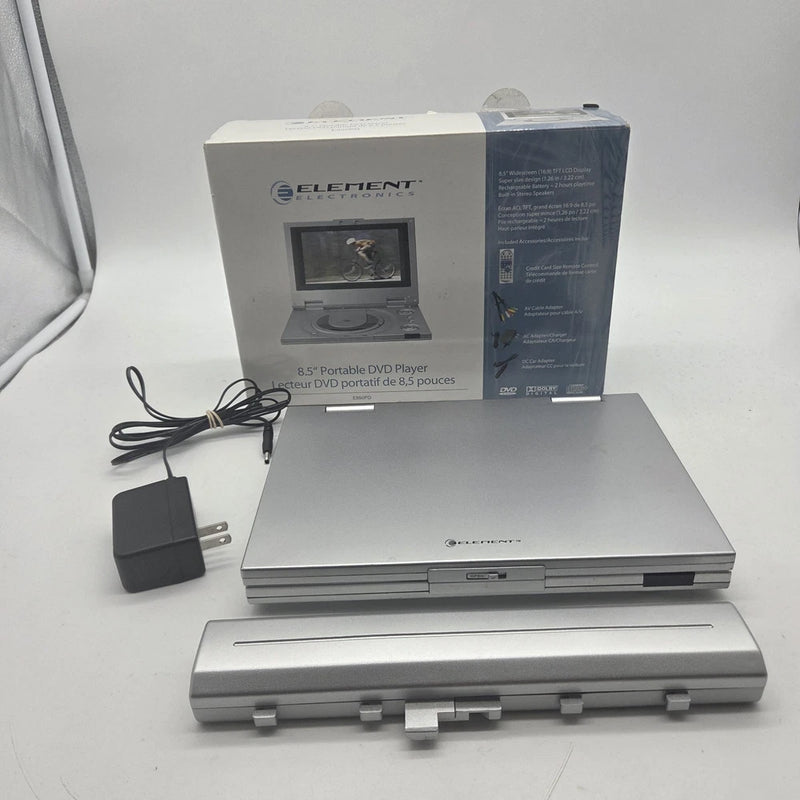 Elements Portable DVD Player Model E850PD W/ Battery & AC Power Cord - Working Battery