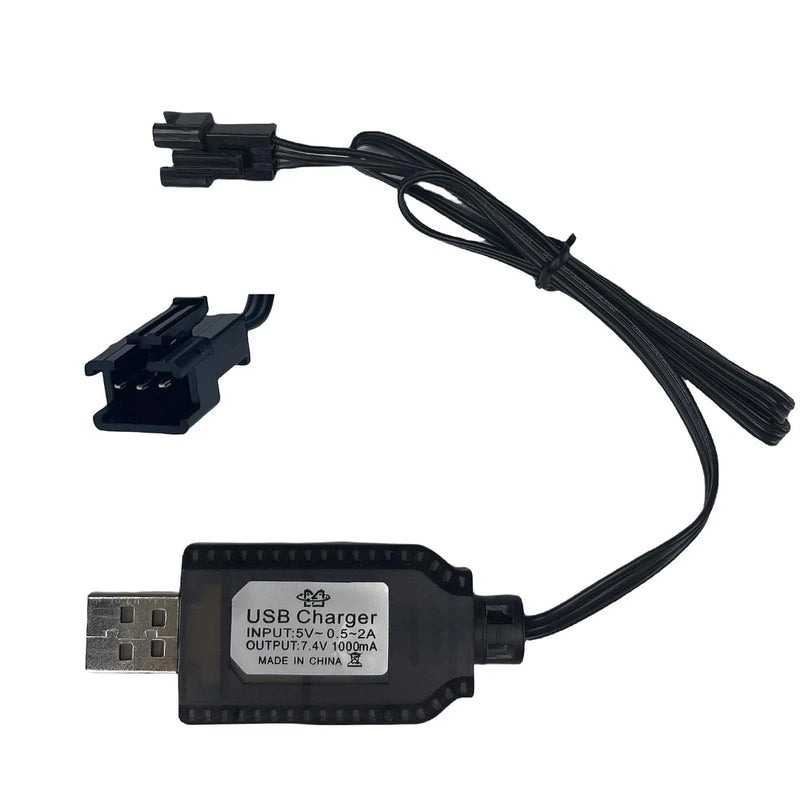 7.4V USB Charger Cable with SM-3PIN Plug Compatible RC Car RC Plane RC Tank R Battery