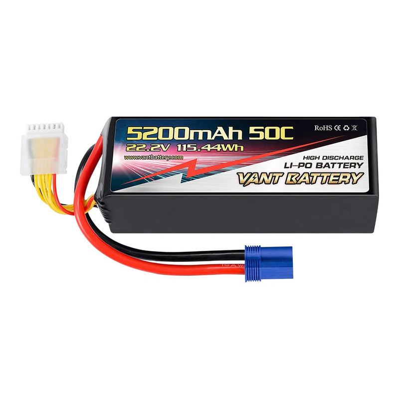 VANT 6S 22.2V 5200mAh 50C Lipo Battery w EC5 Plug Soft Case ARRMA KRATON OUTCAST