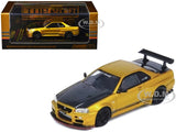 NISSAN SKYLINE GT-R R34 TOP SECRET RHD GOLD 1/64 BY INNO MODELS IN64-R34TS-MDX24