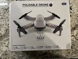 Foldable quadcopter drone product box with top view drone illustration