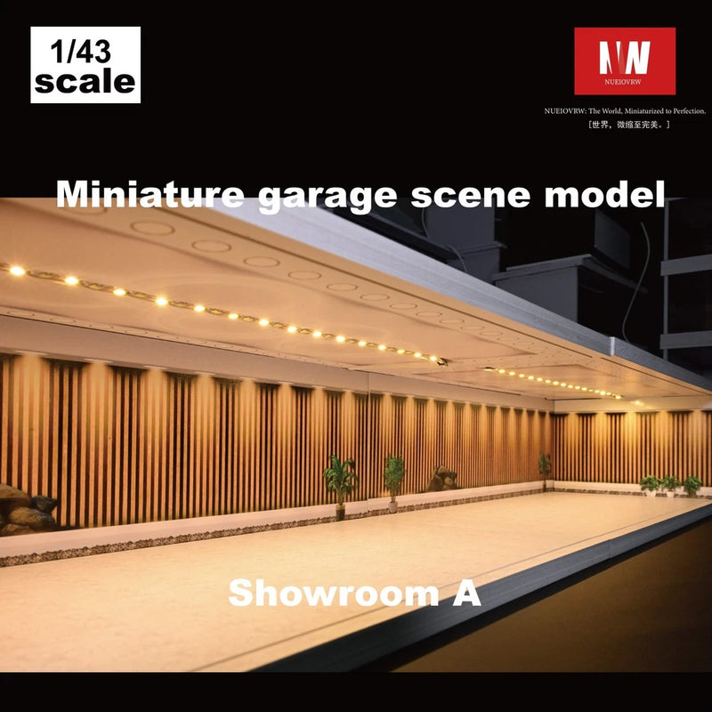 Diorama 1:43 Car Showroom Model LED Lighting City Garage Scene Display Model Toy