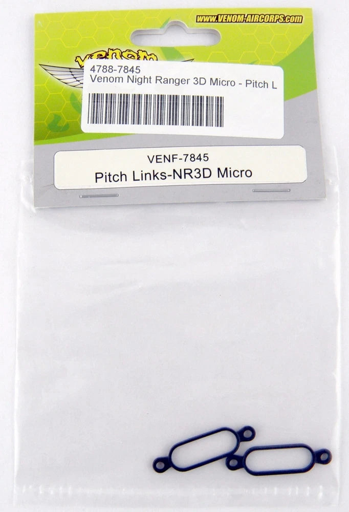 Micro RC helicopter pitch links, blue plastic rods with ball ends in blister pack