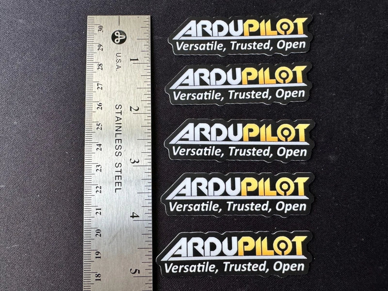 Ardupilot sticker decals pack of 5 with logo and slogan, rectangular shapes