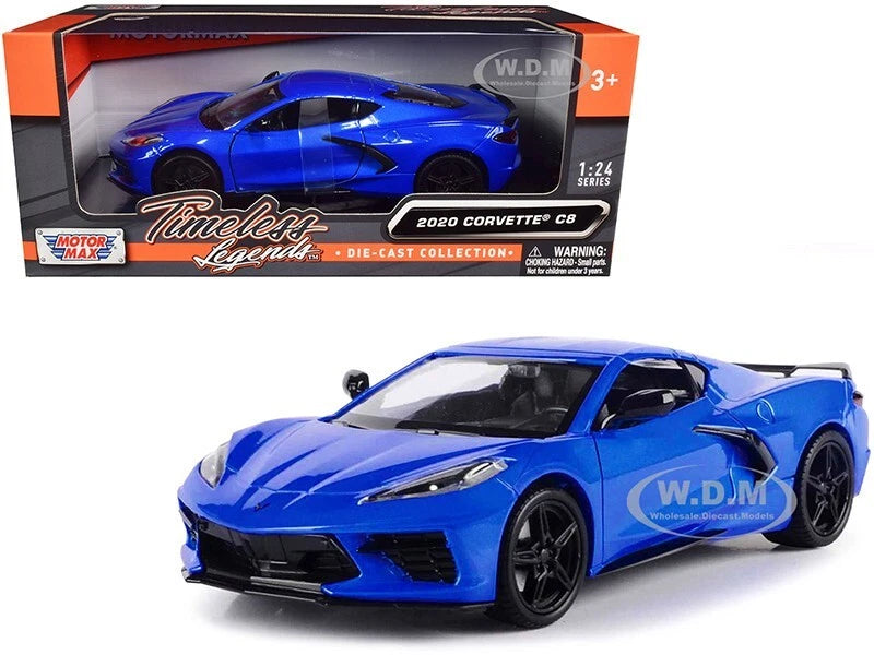 2020 CHEVROLET CORVETTE C8 STINGRAY BLUE 1/24 DIECAST MODEL CAR MOTORMAX 79360