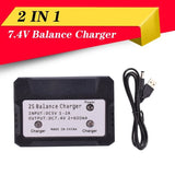 2S LiPo balance charger with DC charging label and USB cable