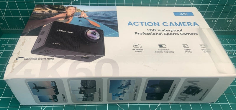 Wifi 4K60 UHD Sport Action Camera Waterproof Camcorder - 2 Batt & USBC Dock 64GB